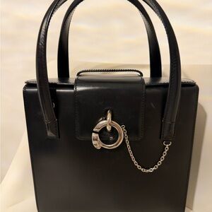 Cartier Black Satchel with Silver Chain Accent